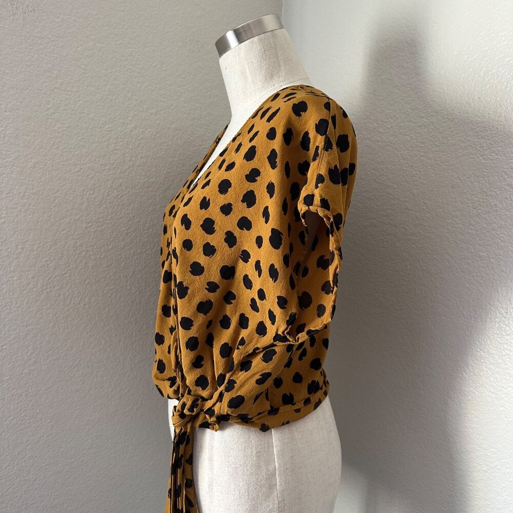 Madewell Mustard Yellow Polka Dot Wrap Blouse - Picture 6 of 11